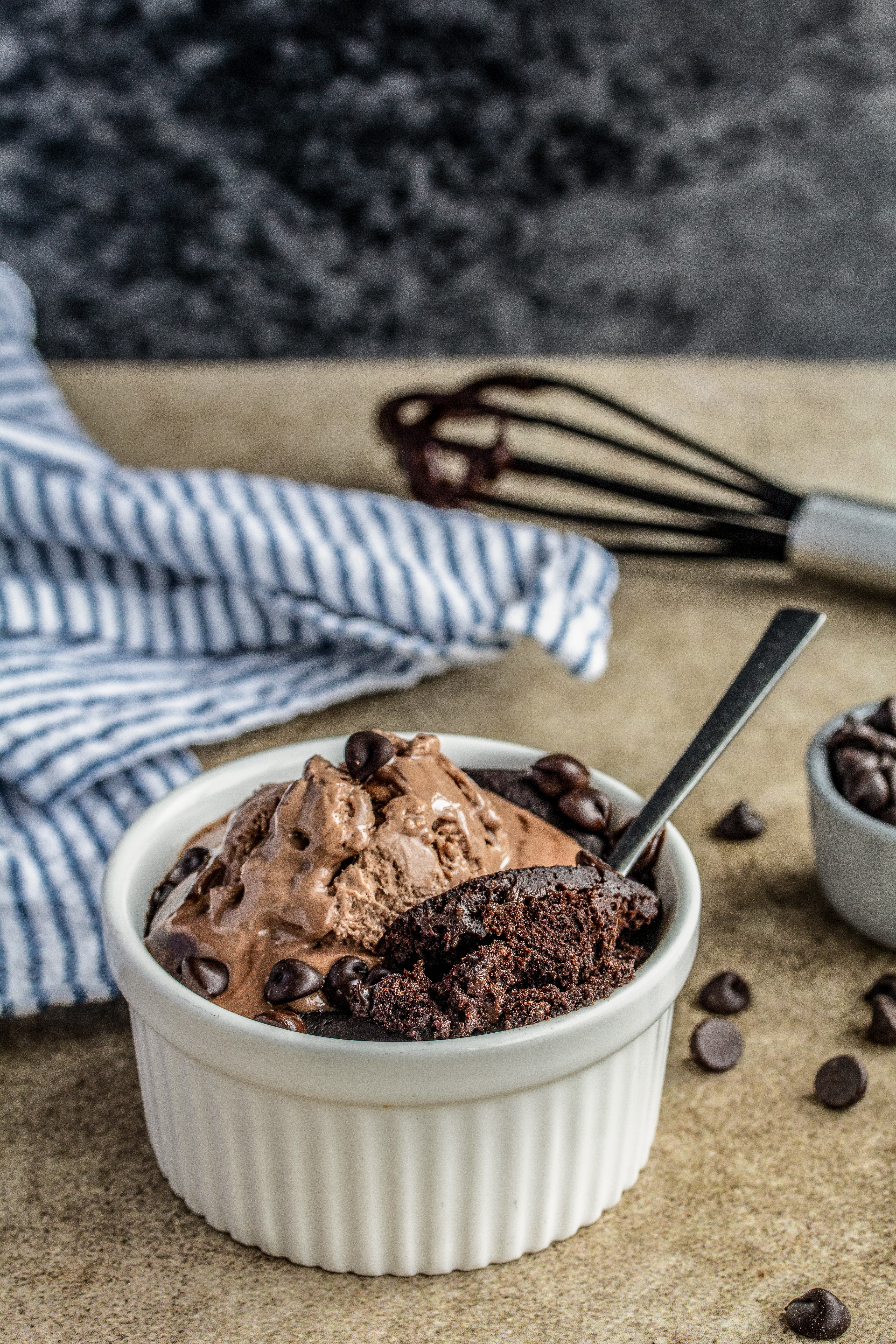 Brownie in a mug with ice cream recipe
